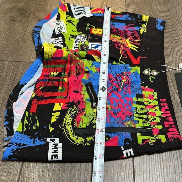 Bang Miami‎ 2.5” Graffiti Lined Multicolor Swim Trunks Board Shorts Size Small - Picture 10 of 13